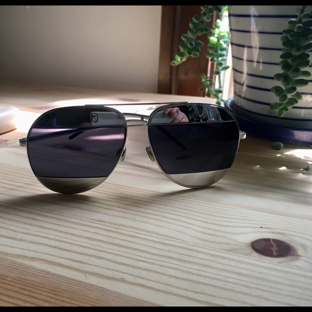 Christian Dior Spilt Aviators/Silver and Blue